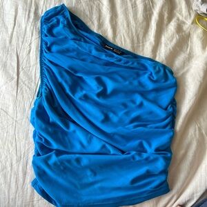 one shoulder ruched top